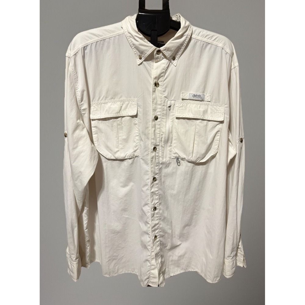 Gander Mountain Mens 2X White‎ Guide Series Vented Fishing Long Sleeve Shirt